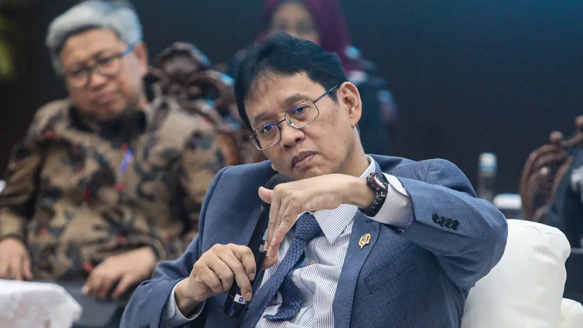 Menteri Keuangan Purbaya Yudhi Sadewa menyampaikan paparan pada konferensi pers APBN KiTa di Jakarta, Selasa (5/5/2026). (Salman Toyibi/Jawa Pos)