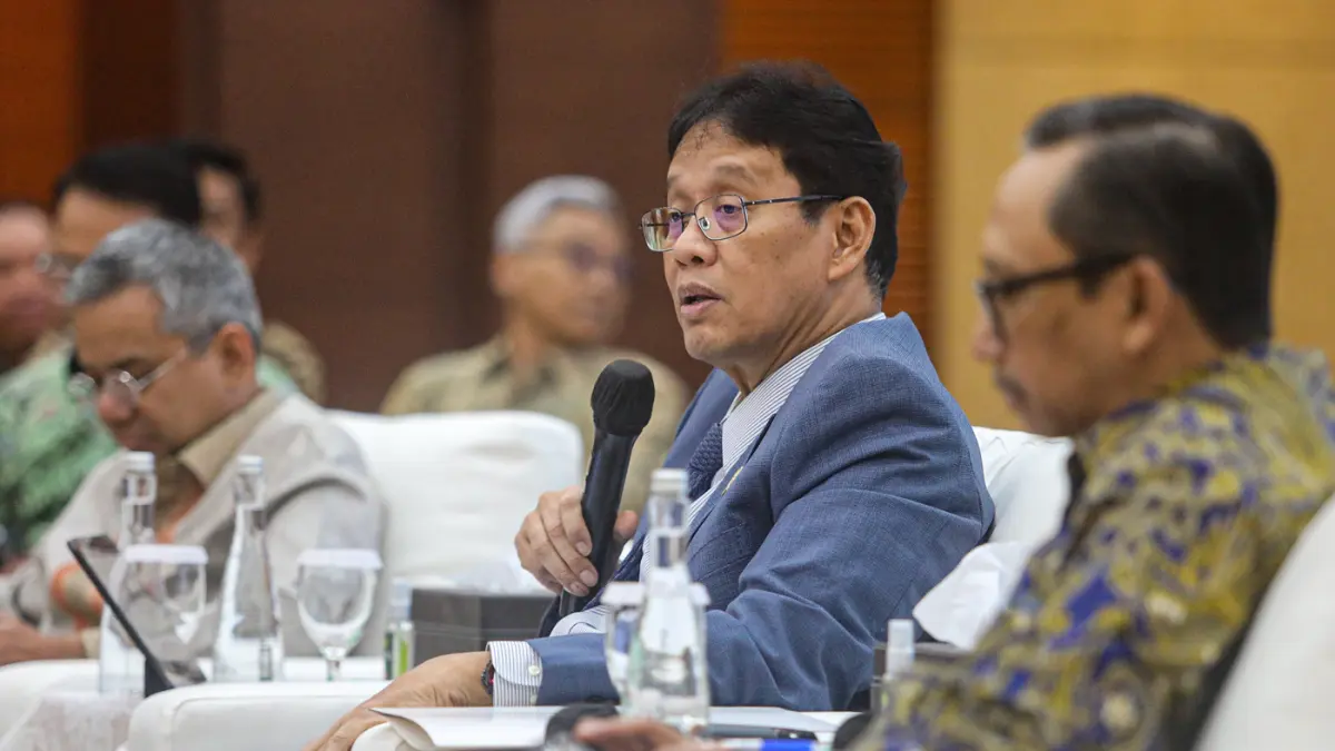 Menteri Keuangan Purbaya Yudhi Sadewa menyampaikan paparan pada konferensi pers APBN KiTa di Jakarta, Selasa (5/5/2026). (Salman Toyibi/Jawa Pos)