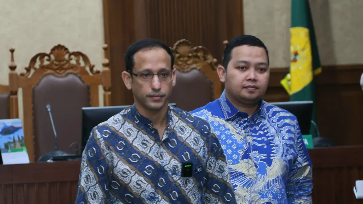 Terdakwa kasus dugaan korupsi pengadaan Chromebook dalam program digitalisasi pendidikan di Kemendikbudristek Nadiem Makarim menjalani sidang lanjutan di Pengadilan Tipikor, Jakarta, Senin (11/5/2026). (Dery Ridwansah/ JawaPos.com)