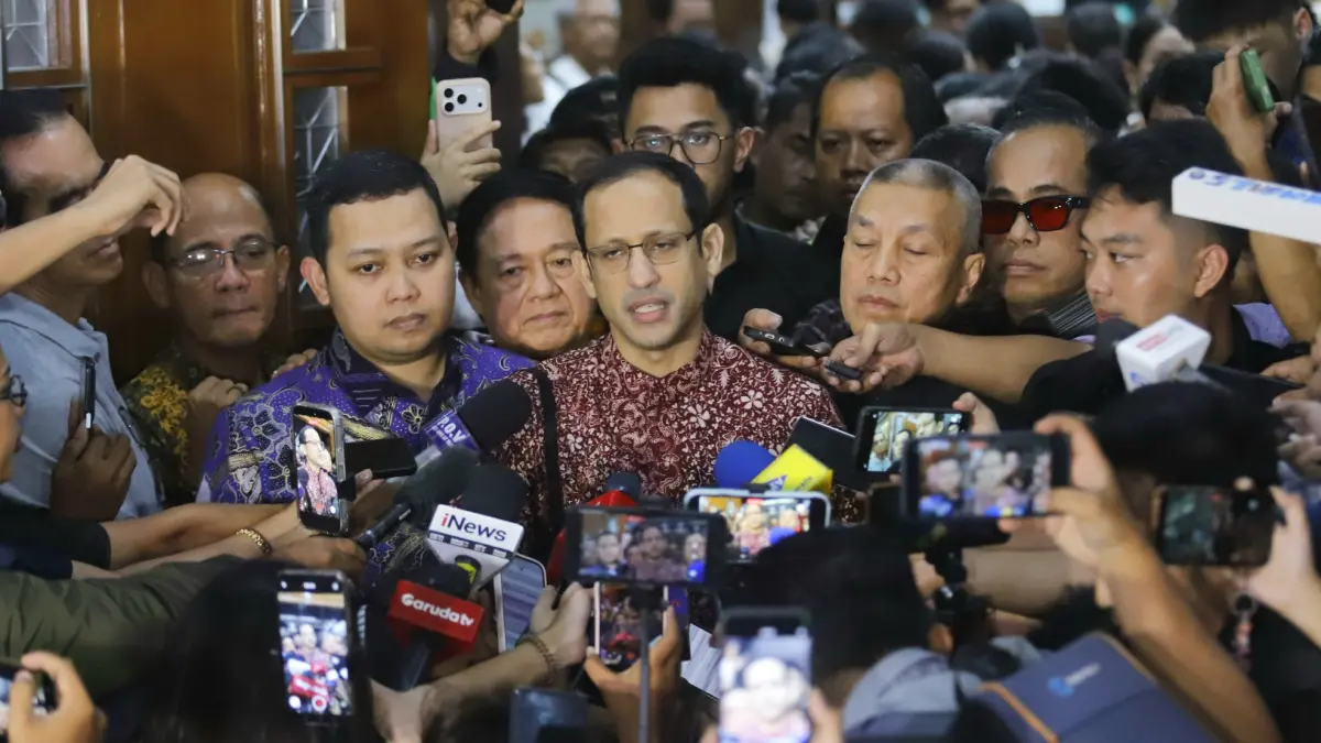Mantan Mendikbudristek Nadiem Anwar Makarim usai menjalani sidang tuntutan dalam kasus dugaan korupsi pengadaan laptop Chromebook dan Chrome Device Management (CDM) di Pengadilan Tipikor, Jakarta, Rabu (13/5/2026). (Dery Ridwansah/ JawaPos.com)