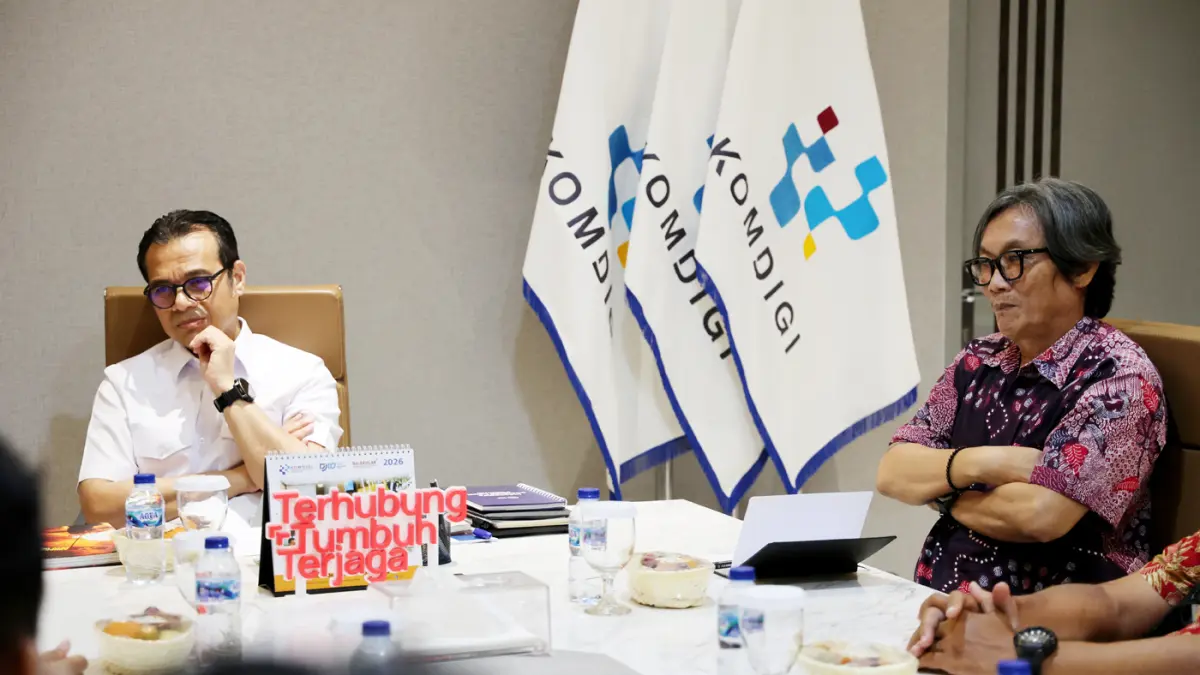 Wakil Menteri Komunikasi dan Digital Nezar Patria menerima kunjungan pengurus Pewarta Foto Indonesia (PFI) di Kantor Kementerian Komunikasi dan Digital, Jakarta, Selasa (12/5/2026). (Didik Setiawan/ Pewarta Foto Indonesia)