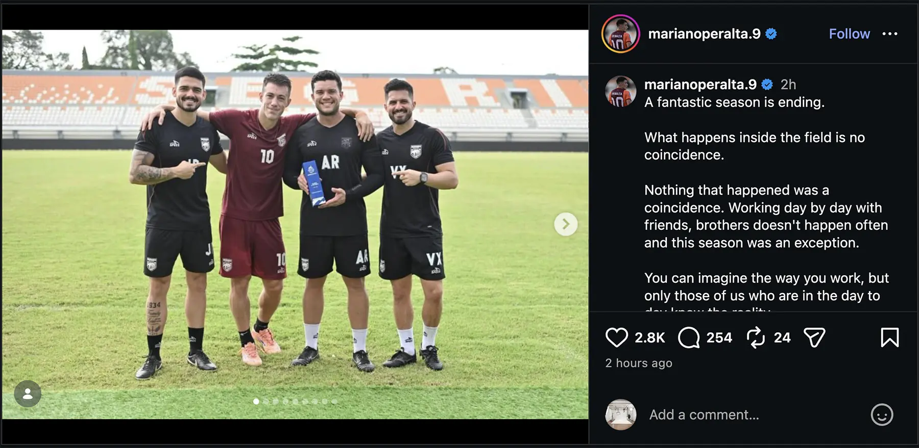 Unggahan Mariano Peralta di Instagram. (Dok. @marianopearalta.9)