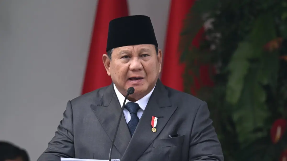 Presiden Prabowo Subianto menyampaikan pidatonya saat upacara peringatan Hari Lahir Pancasila di Lapangan Gedung Pancasila, kompleks Kementerian Luar Negeri, Jakarta, Senin (1/6/2026). (Biro Setpres)
