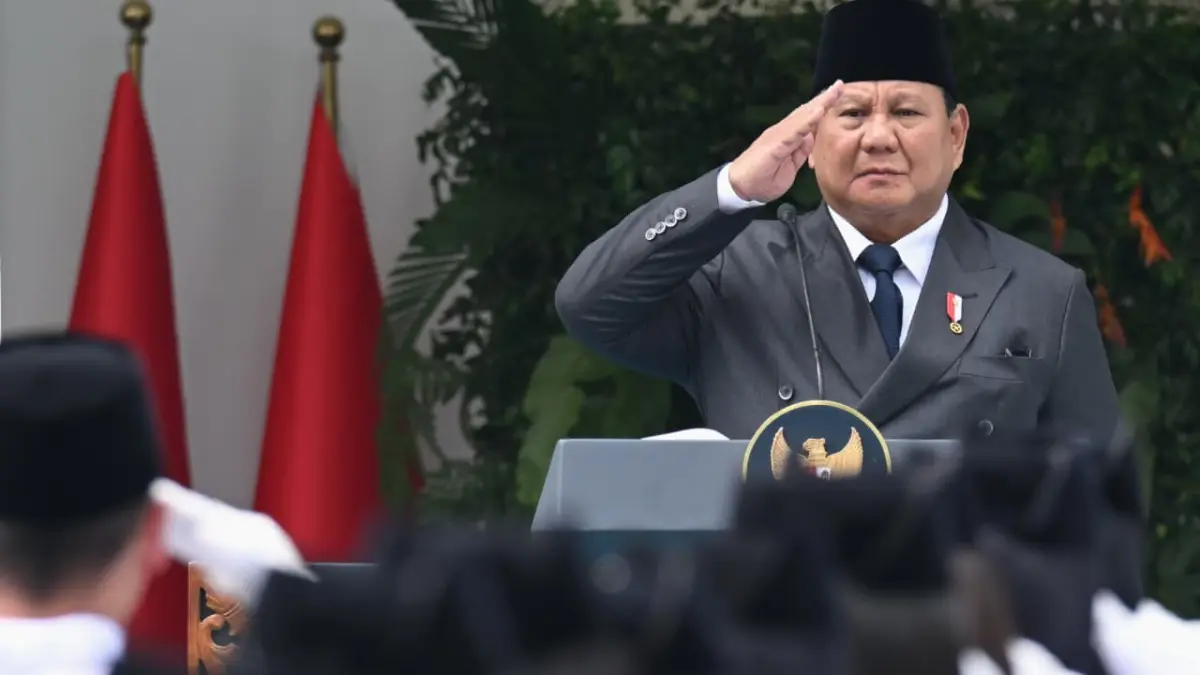 Presiden Prabowo Subianto menyampaikan pidatonya saat upacara peringatan Hari Lahir Pancasila di Lapangan Gedung Pancasila, kompleks Kementerian Luar Negeri, Jakarta, Senin (1/6/2026). (Biro Setpres)