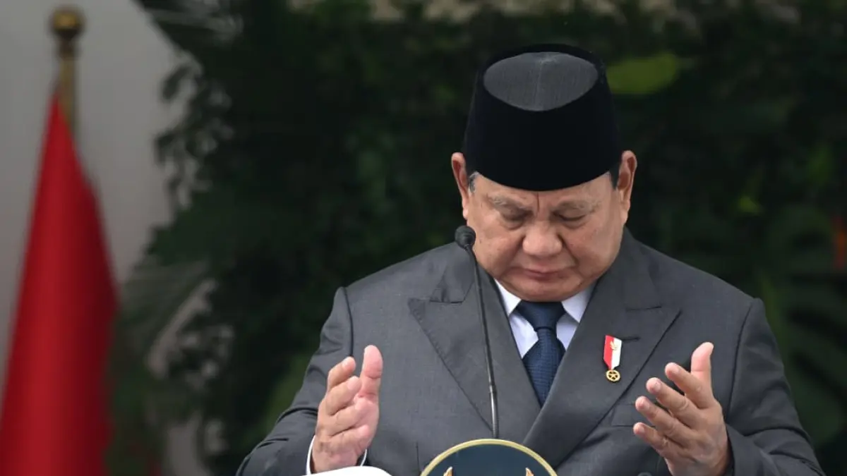 Presiden Prabowo Subianto menyampaikan pidatonya saat upacara peringatan Hari Lahir Pancasila di Lapangan Gedung Pancasila, kompleks Kementerian Luar Negeri, Jakarta, Senin (1/6/2026). (Biro Setpres)