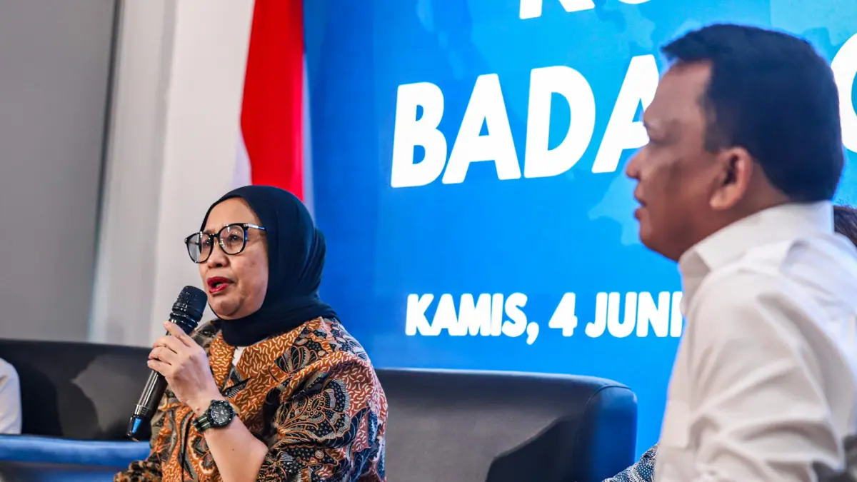 Kepala BGN Nanik S Dayang saat konferensi pers di Kantor BGN, Kamis (4/6/2026). (Salman Toyibi/Jawa Pos)