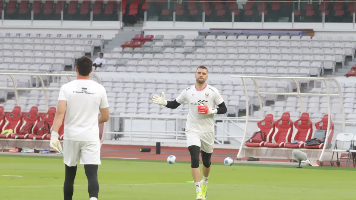 Para pemain sepak bola Timnas Indonesia mengikuti latihan resmi jelang pertandingan FIFA Matchday di Stadion Utama Gelora Bung Karno (SUGBK), Senayan, Jakarta, Kamis (4/6/2026). (Dery Ridwansah/ JawaPos.com)
