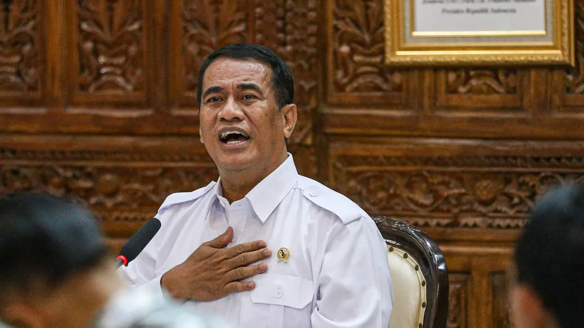 Menteri Pertanian (Mentan) Andi Amran Sulaiman pada Rapat Koordinasi Perkembangan dan Upaya Stabilisasi Harga TBS di Jakarta, Senin (8/6/2026). (Salman Toyibi/Jawa Pos)