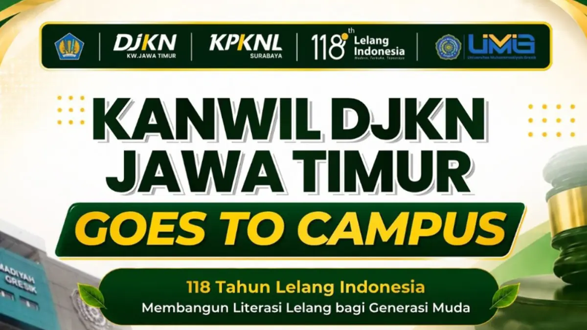  118 Tahun Lelang Indonesia, DJKN Jawa Timur Ajak Mahasiswa Universitas Muhammadiyah Gresik Melek Lelang Resmi - Image