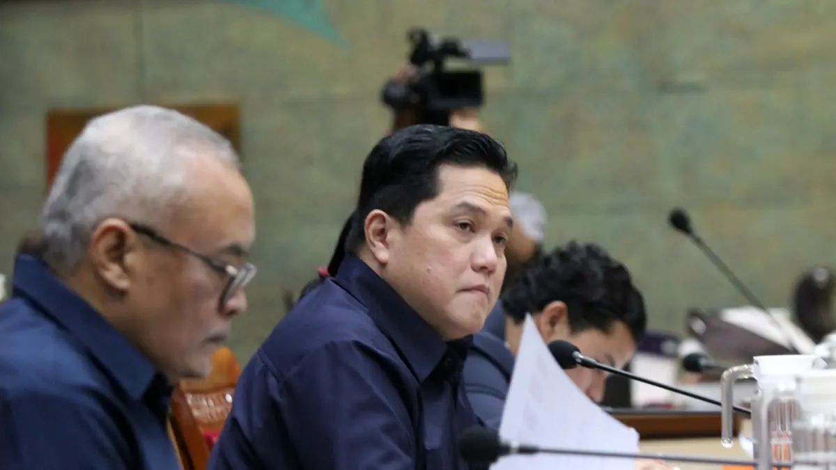 Menteri Pemuda dan Olahraga (Menpora) Erick Thohir saat mengikuti Raker dengan Komisi X DPR, di Gedung Nusantara I, Kompleks Parlemen, Senayan, Jakarta, Senin (15/6/2026). (Dery Ridwansah/ JawaPos.com)