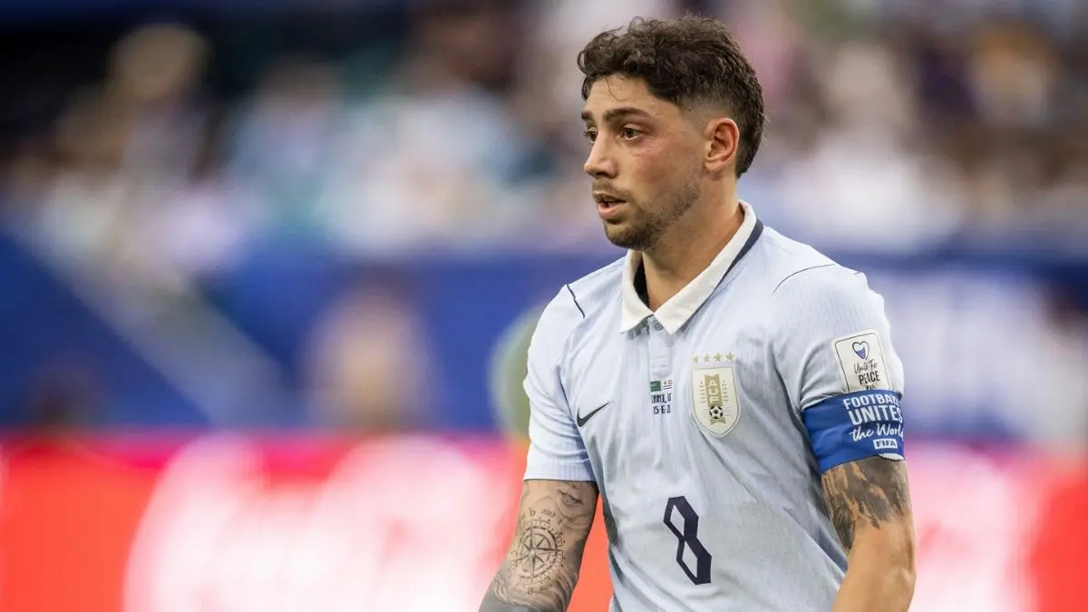 Pemain Uruguay berusaha bangkit saat menghadapi Tanjung Verde pada matchday kedua Grup H Piala Dunia 2026 di Hard Rock Stadium, Miami Gardens. (Instagram/@aufoficial) - Image