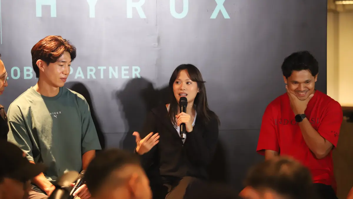konferensi pers PUMA Indonesia menjelang AirAsia HYROX Jakarta 2026 di 20FIT Arena, Jakarta, Jumat (26/6/2026).