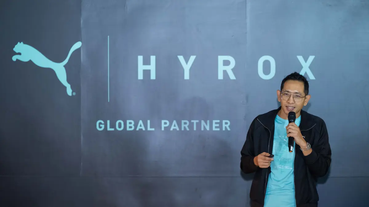 Team Head Marketing PUMA Indonesia Rachmat B. Trilaksono disela-sela konferensi pers PUMA Indonesia menjelang AirAsia HYROX Jakarta 2026 di 20FIT Arena.