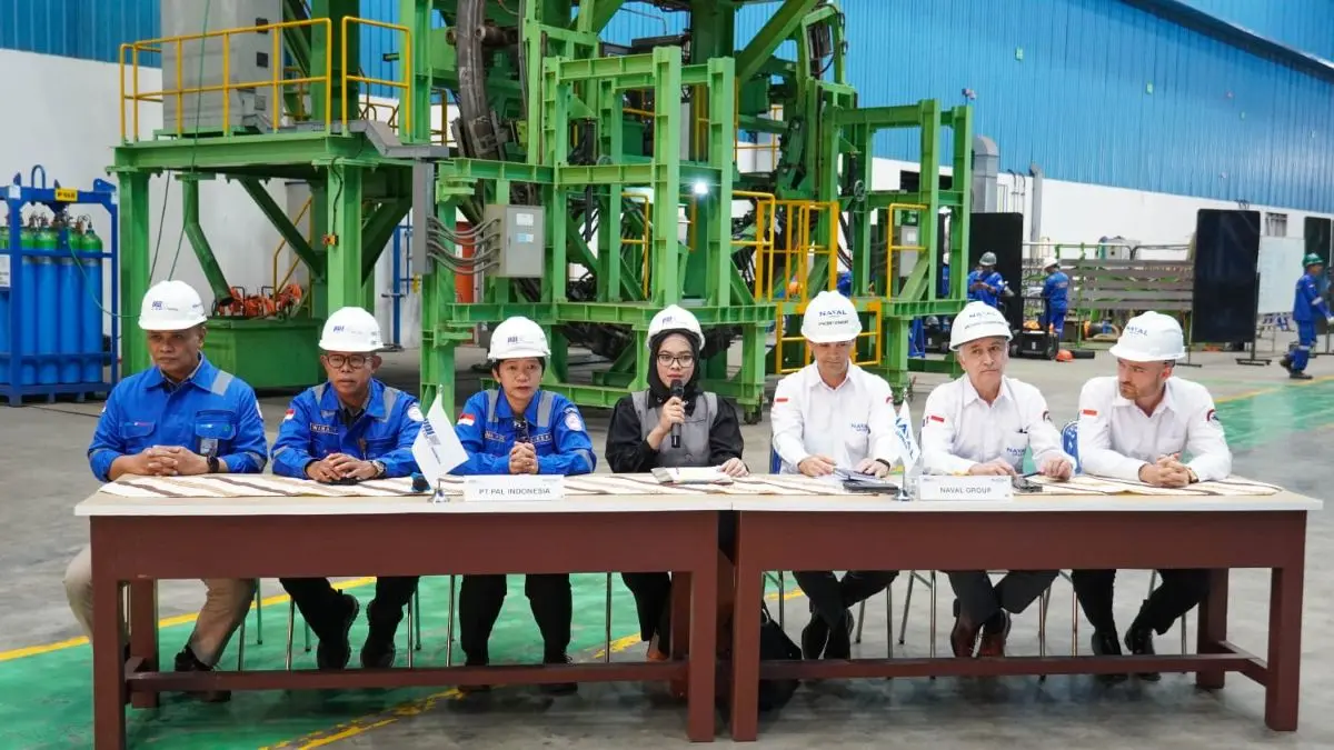 PT PAL Indonesia bersama perusahaan pertahanan Prancis Naval Group memulai proses first steel cutting pada Juli 2026. (Istimewa) - Image