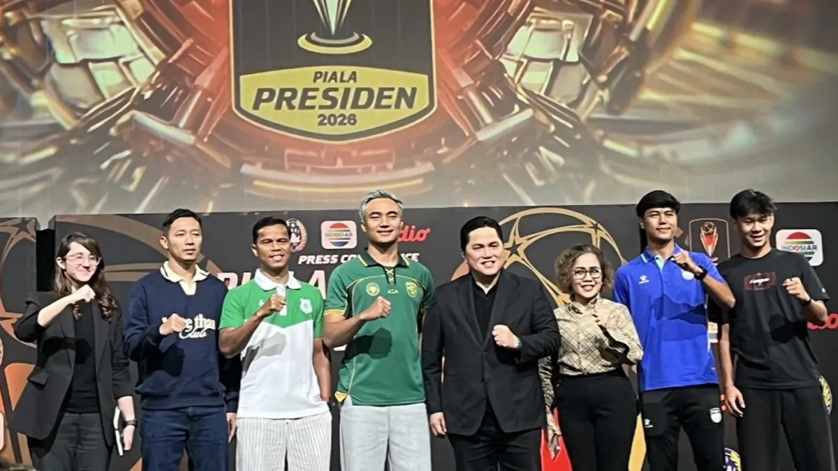 Konferensi pers Piala Presiden 2026. (Andika Rachmansyah/JawaPos.com) - Image