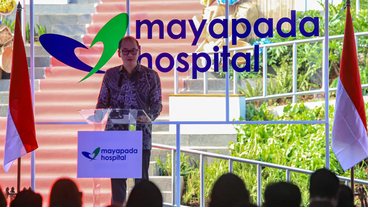 President Commissioner Mayapada Healthcare Jonathan Tahir menyampaikan sambutannya saat peresmian Mayapada Hospital Jakarta Timur, Kamis (09/07/02026). (Hanung Hambara/Jawa Pos)