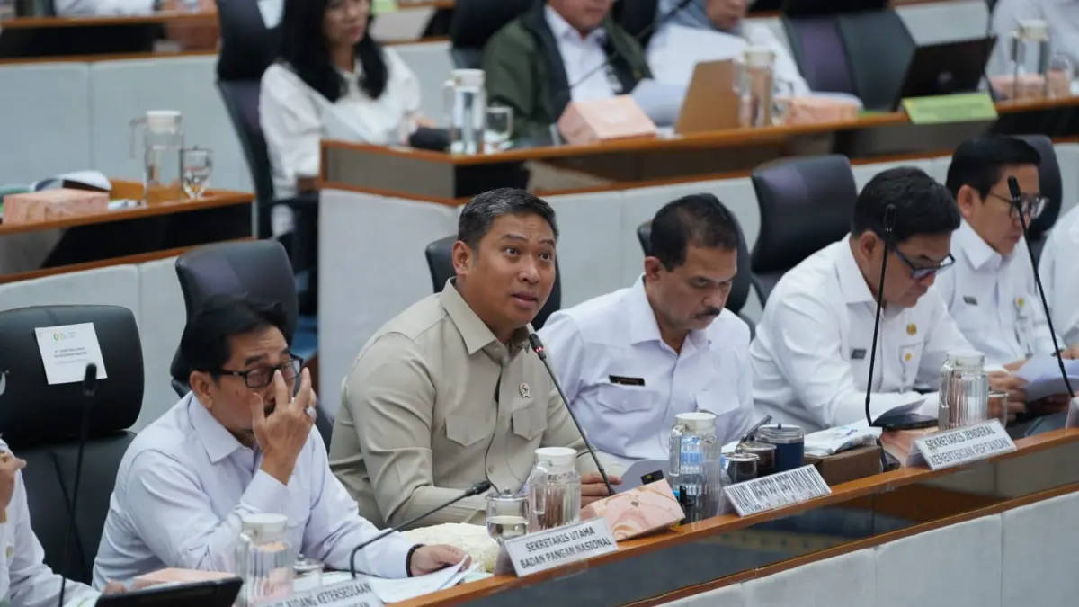 Wakil Menteri Pertanian (Wamentan) Sudaryono usai menghadiri Rapat Kerja bersama Komisi IV DPR RI di Jakarta, Rabu (15/7). (Istimewa) - Image