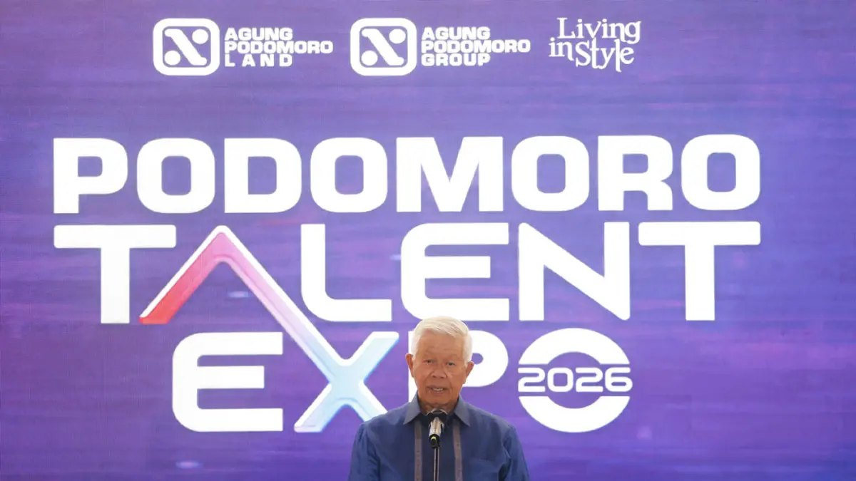 Presiden Direktur PT Agung Podomoro Land Tbk, Bacelius Ruru meresmikan Podomoro Talent Expo (PTE) 2026.