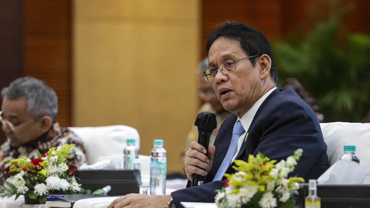 Menteri Keuangan Purbaya Yudhi Sadewa memberikan paparan pada konferensi pers APBN KiTa di Jakarta, Selasa (21/7/2026). (Salman Toyibi/Jawa Pos)