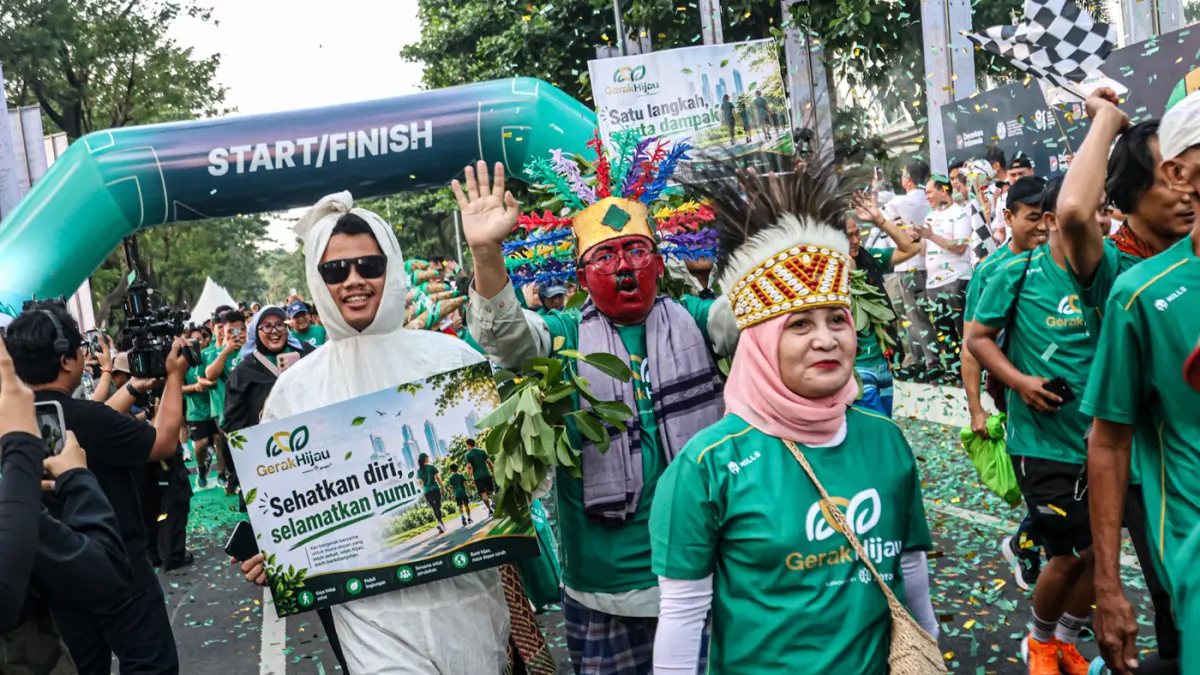 Sejumlah peserta mengikuti Gerak Hijau 2026 di Jakarta, Minggu (26/07/2026). (Hanung Hambara/Jawa Pos)