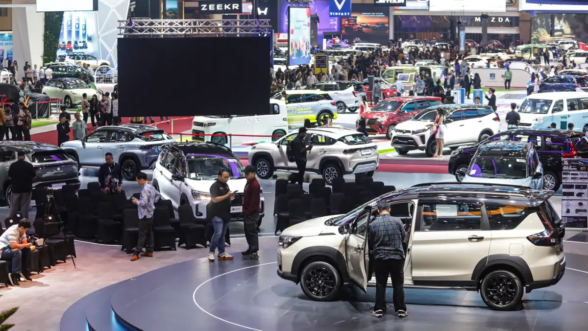 Suasana pameran otomotif berskala internasional, GIIAS 2026 di Indonesia Convention Exhibition (ICE) BSD City, Tangerang, Banten, Rabu (29/7/2026). (Salman Toyibi/Jawa Pos)
