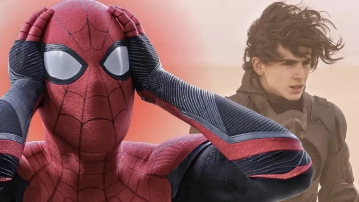 Tom Holland sebagai Spider-Man dan Timothee Chalamet sebagai Paul Atreides dalam Dune (Fandom Wire) - Image