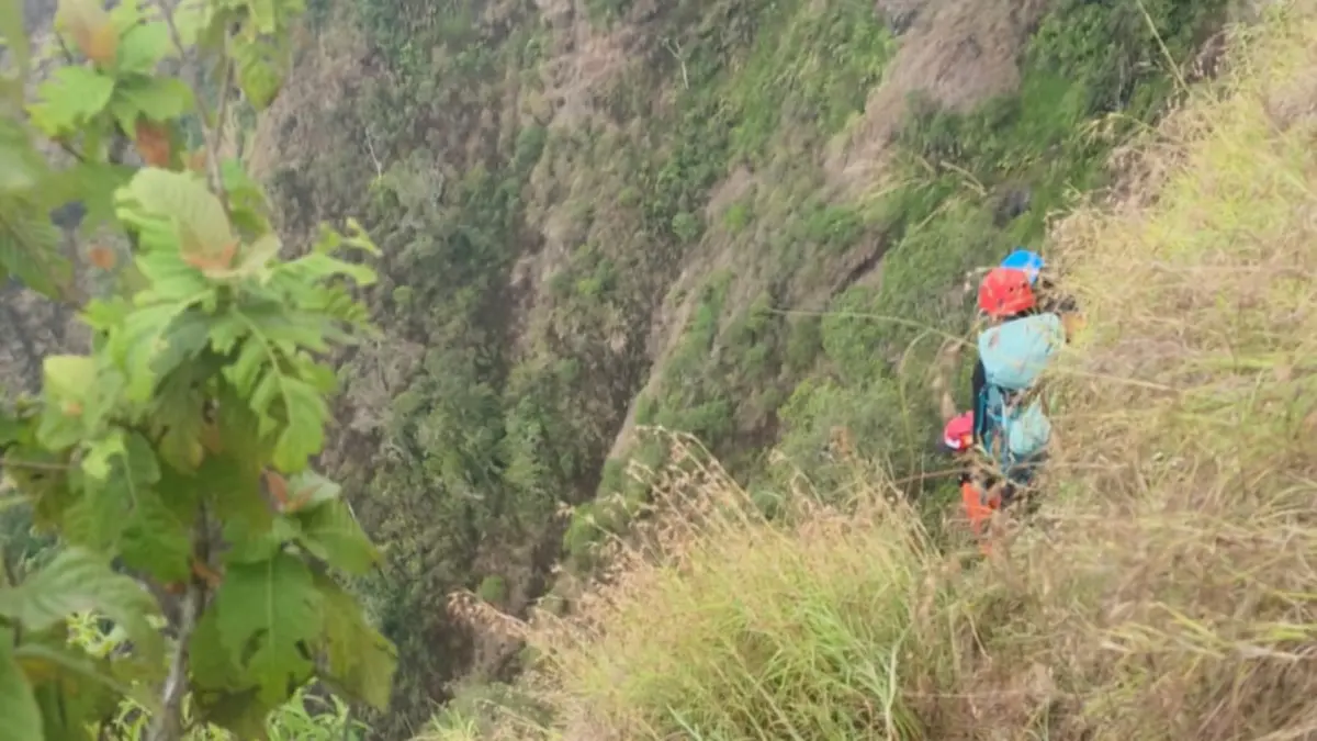 Tim SAR gabungan saat melakukan pencarian dua korban yang terjatuh di gunung Piramid, Bondowoso. (dok. Basarnas Banyuwangi) - Image