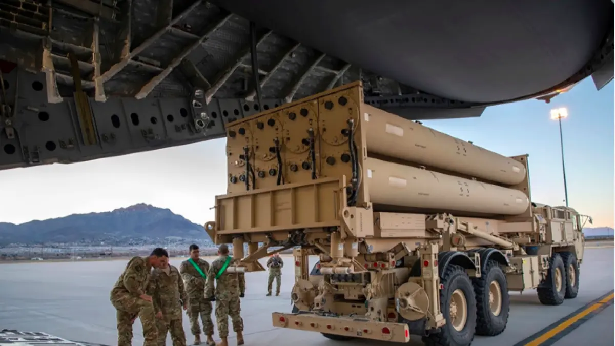 File yang disediakan oleh Angkatan Udara AS ini menunjukkan Terminal High Altitude Area Defense (THAAD) Angkatan Darat AS di Fort Bliss, Texas, pada 23 Februari 2019. (Sersan Cory D. Payne/AP). - Image