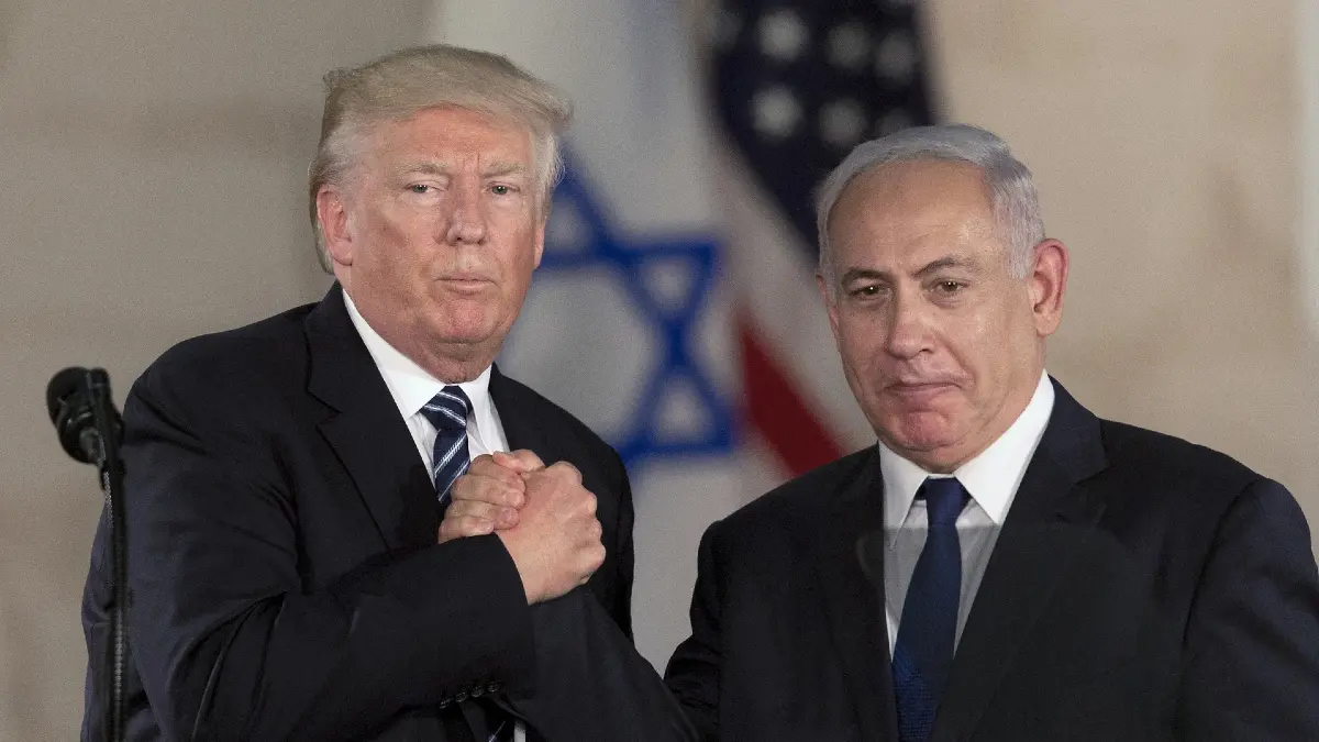 Perdana Menteri Israel Benjamin Netanyahu telah meminta pertemuan dengan mantan Presiden Donald Trump minggu ini selama kunjungannya ke AS. (Sebastian Scheiner/AP) - Image