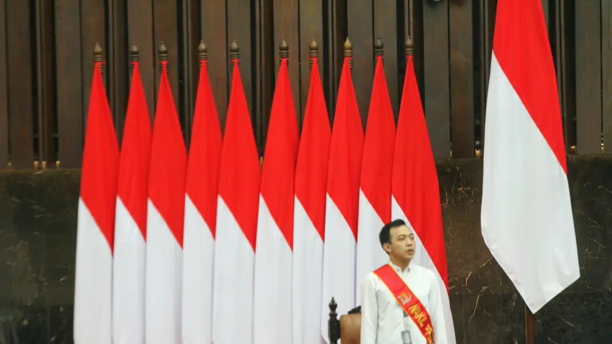 Gladi kotor persiapan pidato Presiden di Kompleks Parlemen, Senayan, Jakarta, Rabu (12/8/2026). (Dery Ridwansah/ JawaPos.com)