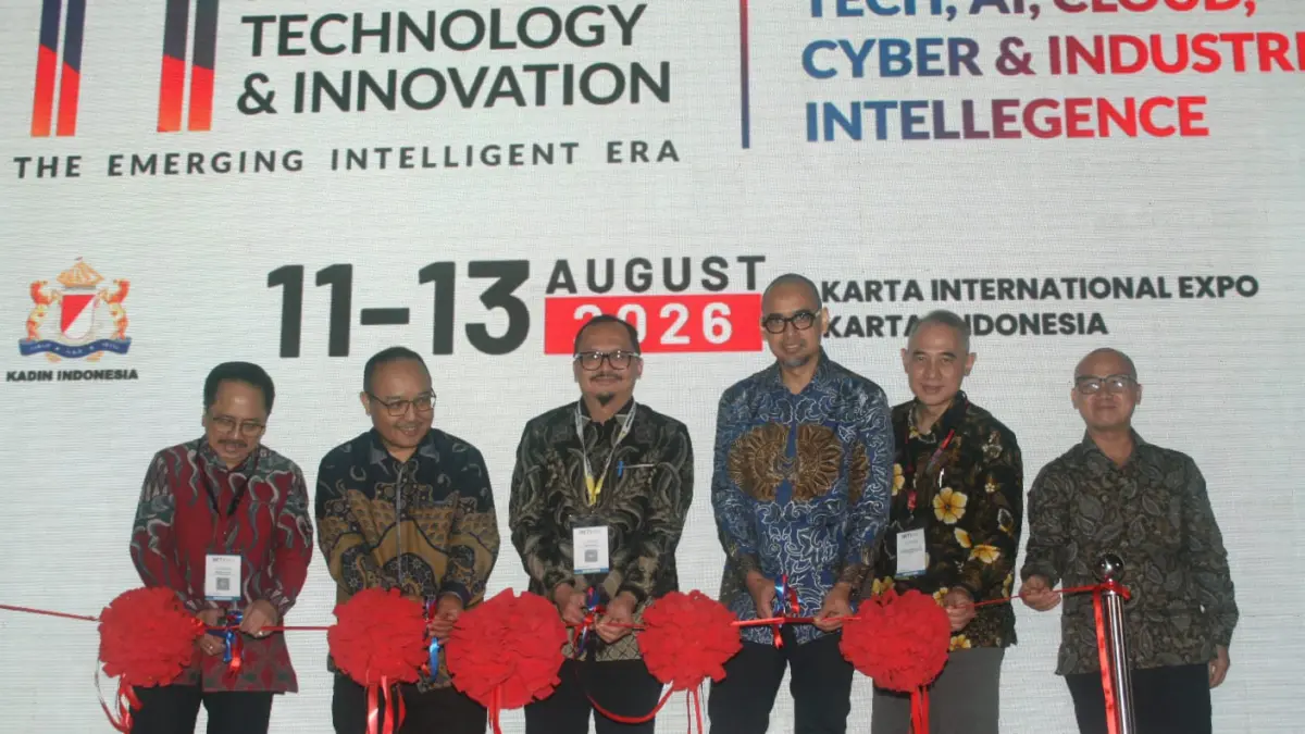 saat membuka Indonesia Technology & Innovation (INTI) 2026 di Jakarta International Expo (JIExpo) Kemayoran, Jakarta, Selasa (12/8/2026).