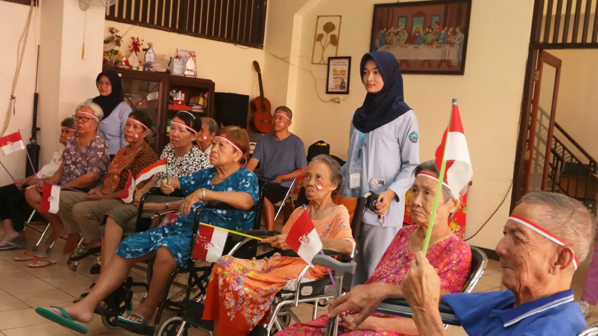Kecerian Lansia Lomba memperingati HUT ke-81 Kemerdekaan RI di Panti Werdha Pengayoman,Kota Semarang,Rabu(12/8/2026)