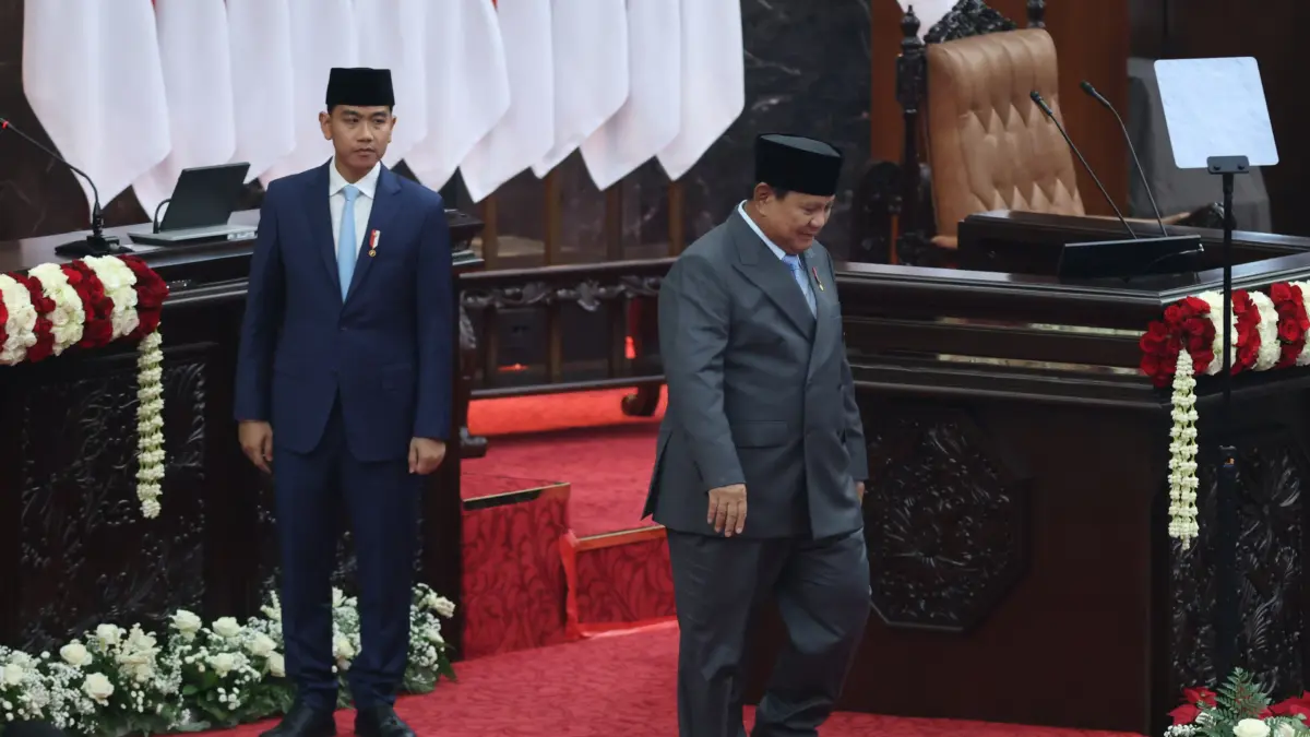 Presiden Prabowo Subianto dalam Sidang Tahunan MPR RI serta Sidang Bersama DPR RI dan DPD RI Tahun 2026 di Kompleks Parlemen, Jakarta, Jumat (14/8/2026). (Salman Toyibi/ Jawa Pos)