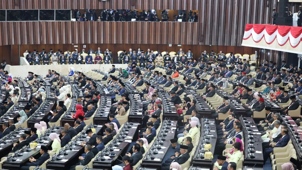 Rapat Paripurna Pembukaan Masa Persidangan I DPR Tahun Sidang 2026-2027 di Gedung Nusantara, Kompleks Parlemen, Jakarta, Jumat (14/8/2026). (Dery Ridwansah/ JawaPos.com)