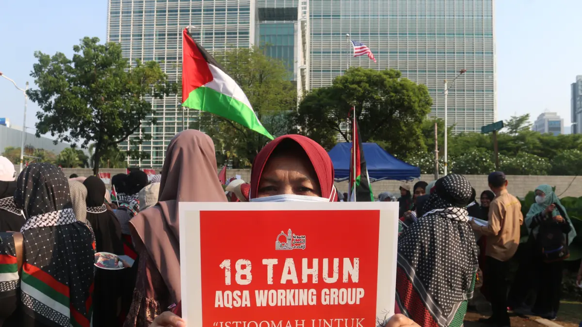 Aksi Memperingati 57 tahun tragedi pembakaran Masjid Al-Aqsa - Image