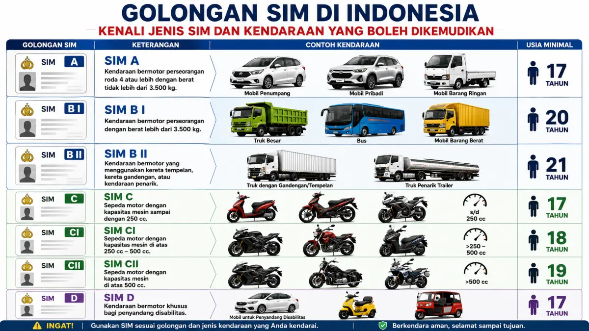 Golongan SIM seusia peruntukannya. (GrafisGPT) - Image