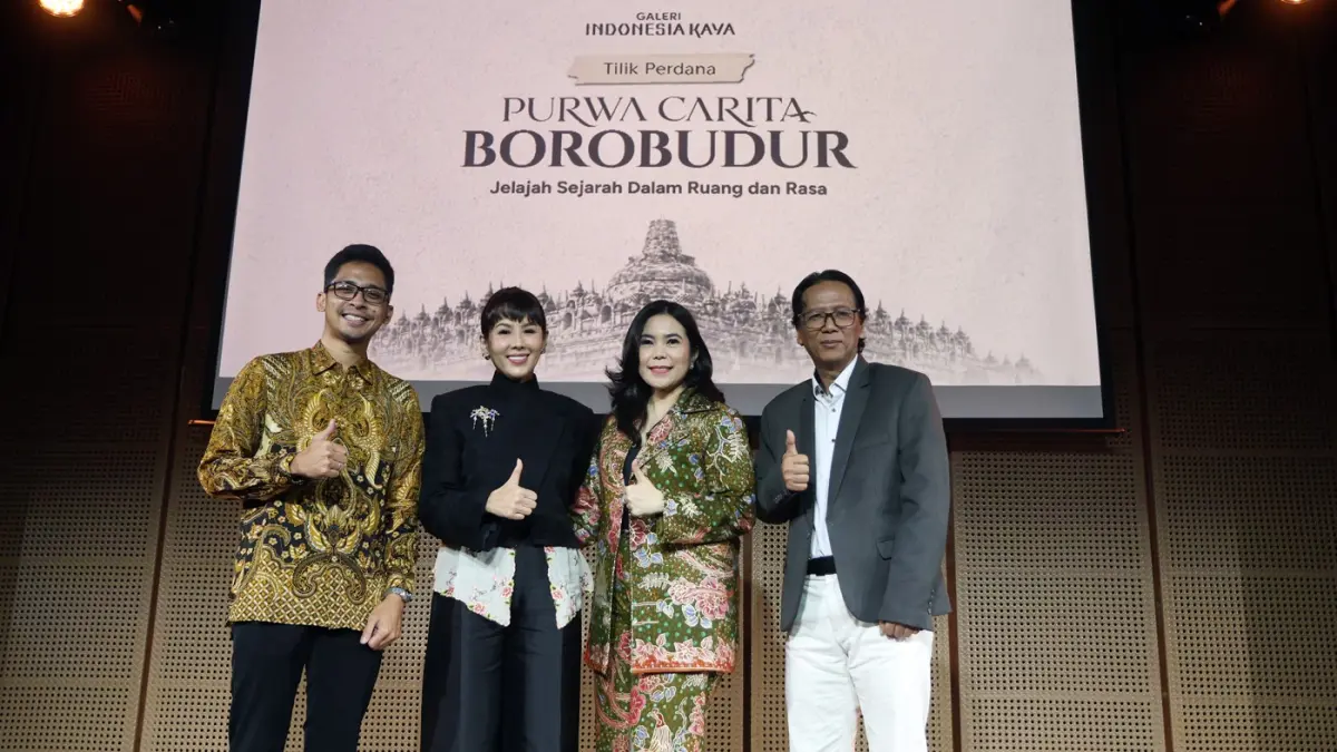 Direktur Program Galeri Indonesia Kaya Renitasari Adrian bersama CEO Curaweda Azhar Muhammad Fuad, Presiden Direcktur Bening Digital Indonesia Lia Marliana dan Dosen Departemen Sejarah, Fakultas Ilmu Budaya, UGM Sri Margana