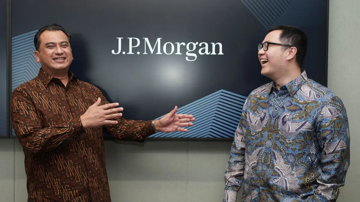 Chief Executive Officer J.P. Morgan Indonesia Gioshia Ralie bersama Head of Equity Research J.P. Morgan Indonesia Benny Kurniawan