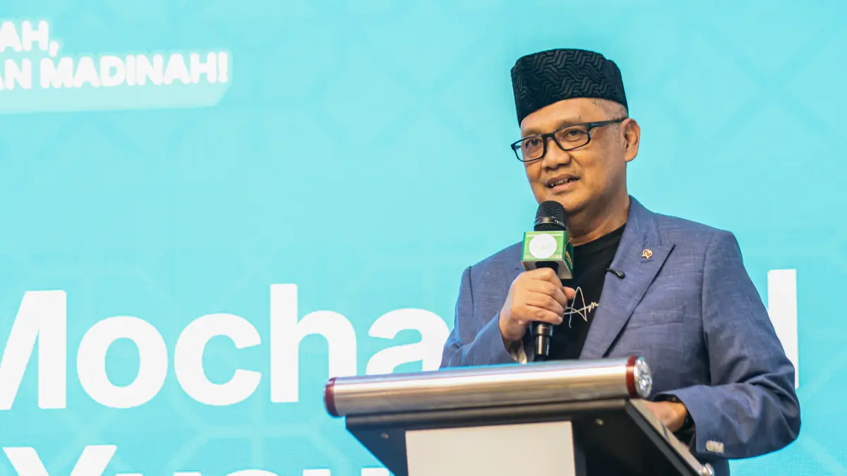Menteri Haji dan Umrah Republik Indonesia Mochamad Irfan Yusuf. (Hanung Hambara/ Jawa Pos)