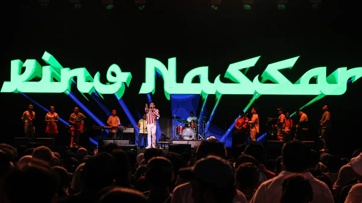 Penyanyi Nassar bernyanyi pada festival musik Pestapora di JIExpo Kemayoran, Jakarta, Jumat (25/9/2026). (Hanung Hambara/ Jawa Pos)