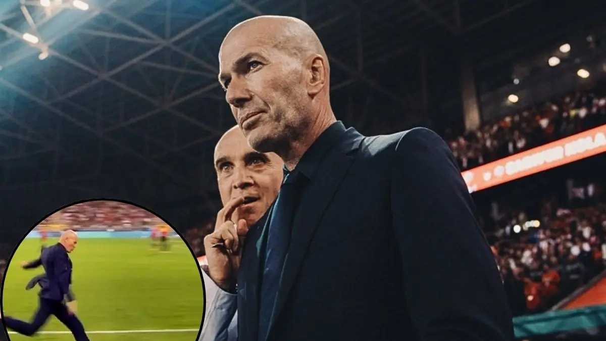 Prancis Kalahkan Belgia, Zinedine Zidane Lari Sambil Tendang Bola Saat Rayakan Gol Michael Olise - Image