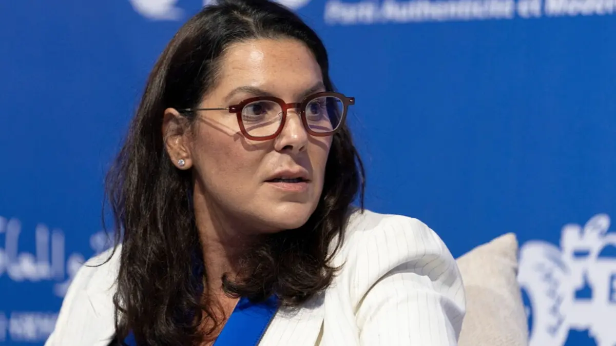 Fatima Ezzahra El Mansouri, Moroccan minister, politician and mayor of Marrakech, takes part in an electoral rally for Authenticity and Modernity Party (PAM) ahead of the upcoming legislative elections, in Tangier, Morocco, Wednesday, Sept. 16, 2026. (AP Photo/Mosa'ab Elshamy) - Image