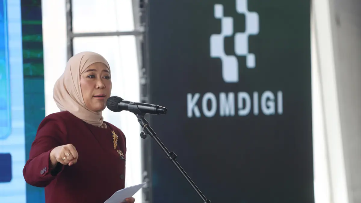 Menteri Komunikasi dan Digital Meutya Hafid memberikan sambutan disela-sela peluncuran GEBUK JUDOL (Gerakan Bareng Ungkap Judi Online) Ronde 3 di Jakarta, Kamis (1/10/2026).