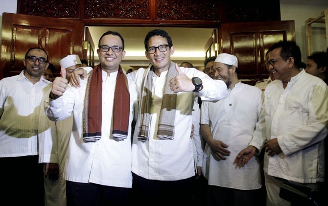 Calon gubernur dan wakil gubernur DKI Jakarta, Anies Baswedan dan Sandiaga Uno - Image