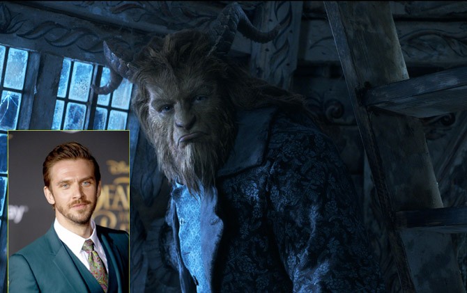 KOSTUM BERAT: Dan Stevens (insert), Stevens saat menjadi Beast. - Image