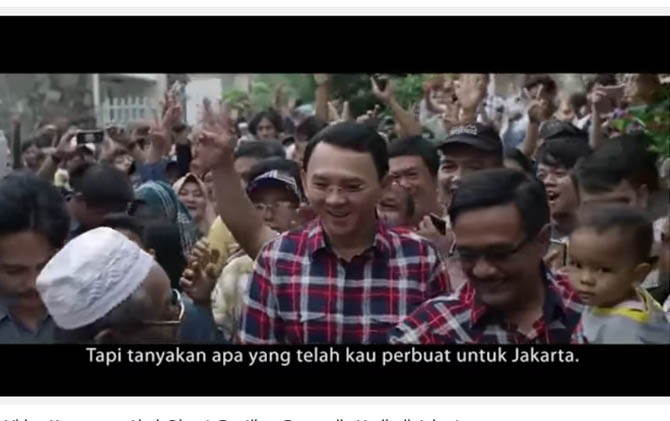 Screenshot video kampanye Ahok-Djarot: Pastikan Pancasila Hadir di Jakarta. - Image