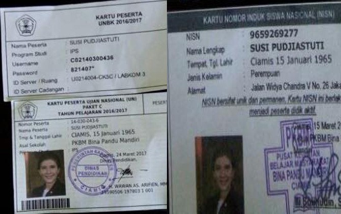 Kartu ujian Paket C Menteri Susi - Image