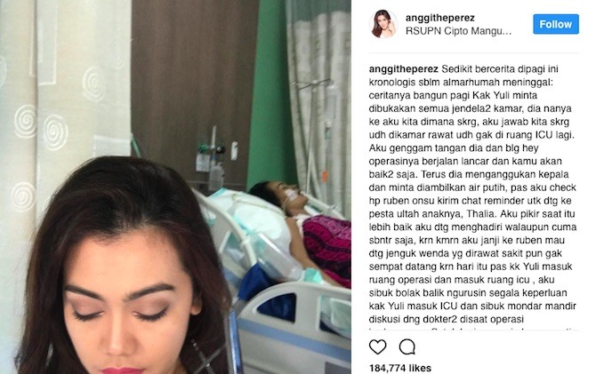Adek Jupe, Nia Anggia saat menceritakan kronologi berpulangnya Jupe, Sabtu (10/6) - Image
