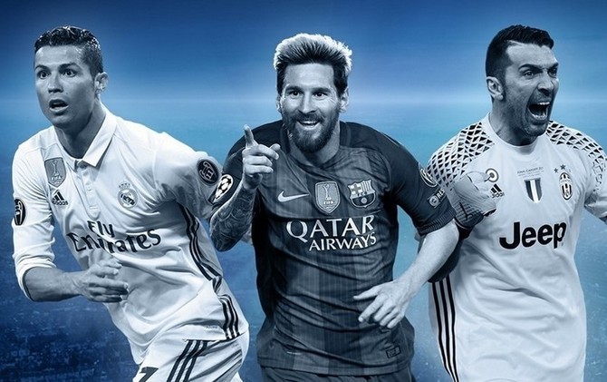 Cristiano Ronaldo, Lionel Messi, dan Gianluigi Buffon, masuk ke dalam daftar skuad terbaik Liga Champions 2016-2017. - Image