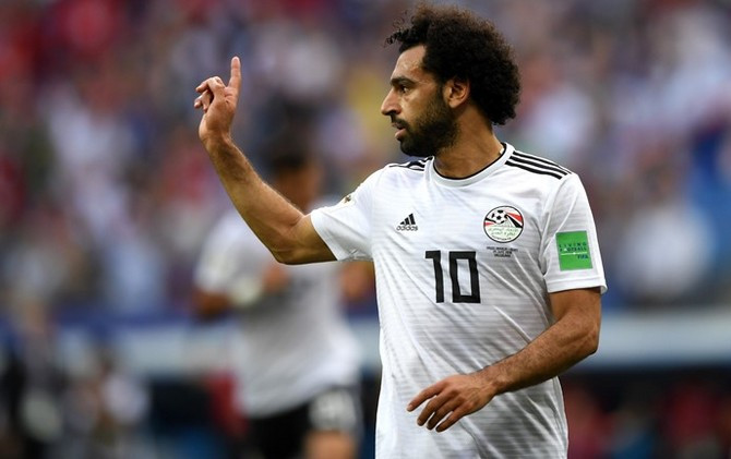 Mohamed Salah membawa Mesir unggul dengan gol cantik pada pertengahan babak pertama. - Image